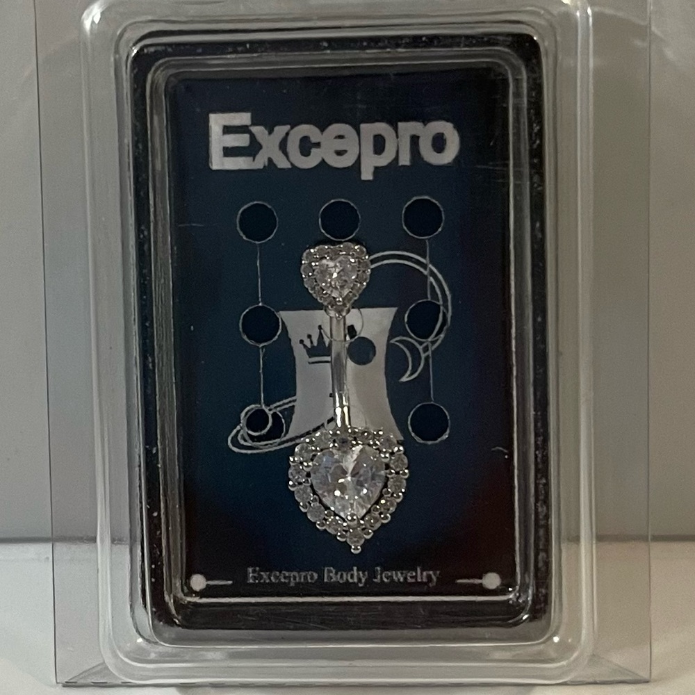NEW EXCEPRO Silver Heart-Shaped Body Jewelry - Picture 2 of 2